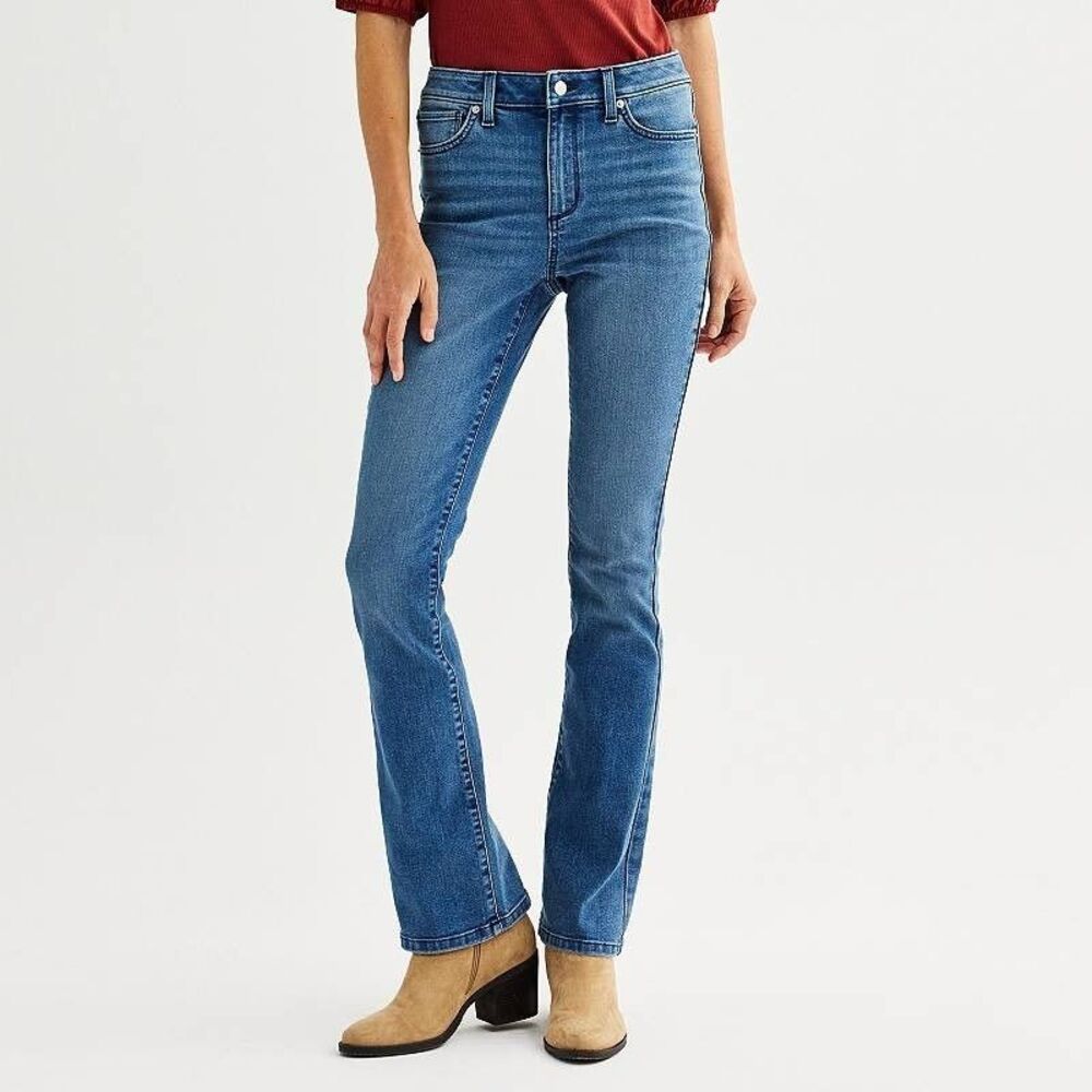 Sonoma Mid-Rise Bootcut Jeans Womens 4 Blue Medium Wash Some Stretch NEW
